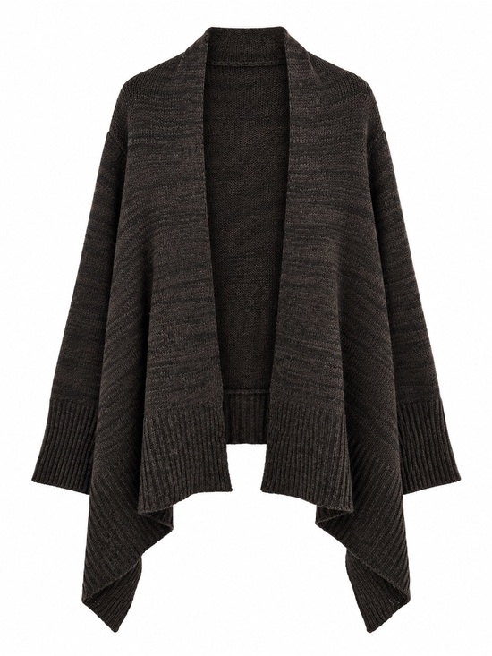 Ambiance Sweaters - Ambiance Dark Charcoal Open-Front Draped Poncho Cardigan